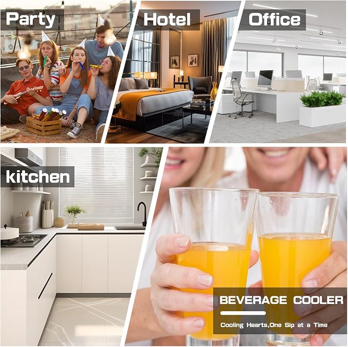 24 Can Mini Beverage Fridge, 0.9 Cu.Ft Compact Drink Refrigerator with Clear Door & Adjustable Shelves, Temperature Control, Quiet Compressor Small Refrigerator for Soda, Beer or Wine - Image 7