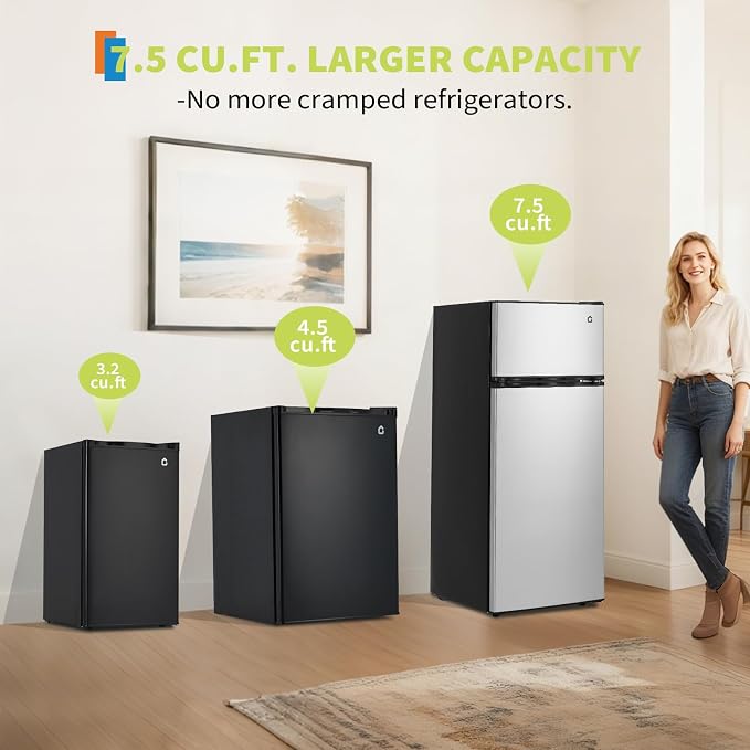 3.2 Cu. Ft. Mini Fridge Freezer, Energy-Efficient, Quiet, Adjustable Shelves - Image 8