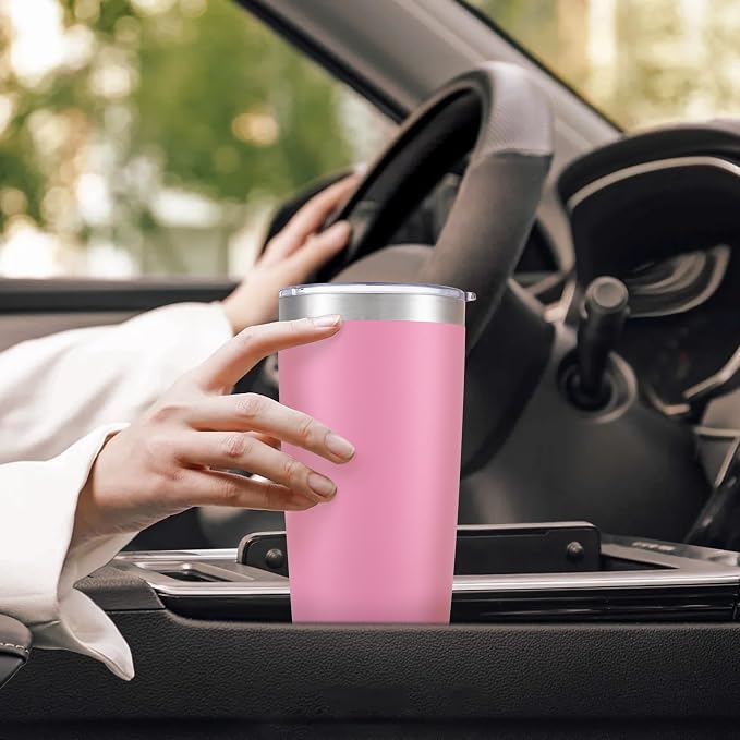20 oz Tumbler with Lid Stainless Steel Insulated Tumblers Bulk Double Wall Vacuum Cups Powder Coated Travel Mug Keep Drinks Cold and Hot, Pink, 4 Pack - Image 5