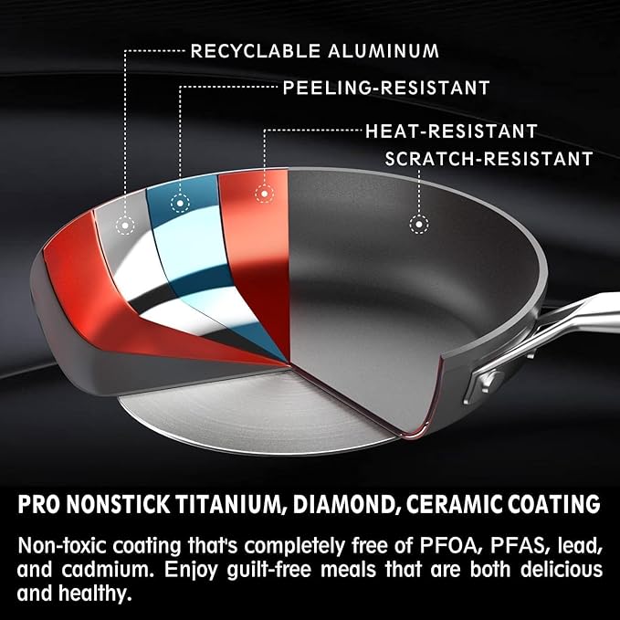 MsMk 11 Inch Nonstick Frying Pan，Titanium and Ceramic Nonstick Large Skillet Pan - Image 2