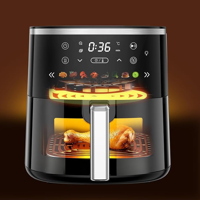 Digital Air Fryer with Window, 6 Qt, 1550W, 8 Presets, Timer and Temperature Control - Image 3