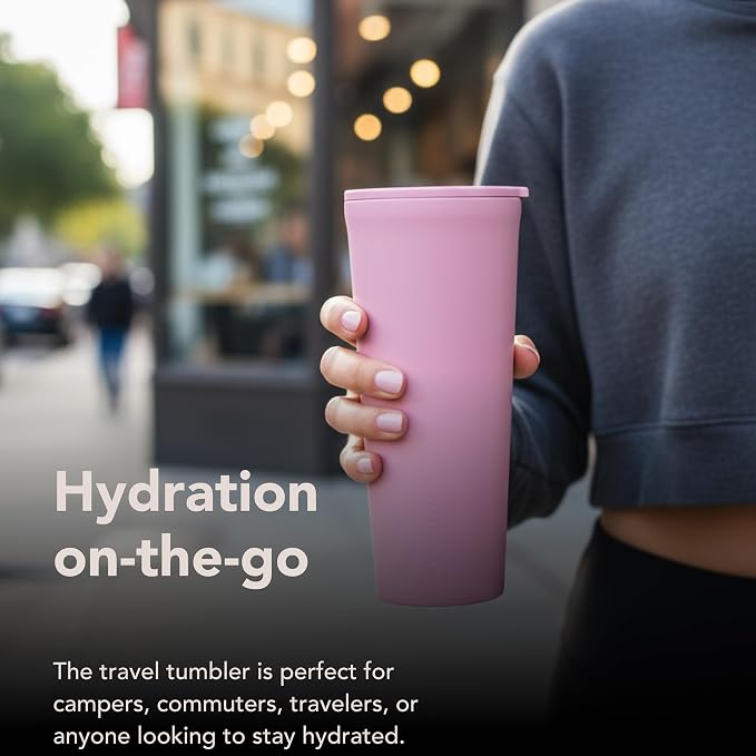Corkcicle Classic Tumbler - Keeps Drinks Cold for 9 Hours & Hot for 3 - Triple-Insulated Stainless Steel - Holiday Tumbler Gift - 24 oz - Desert Rose - Image 6
