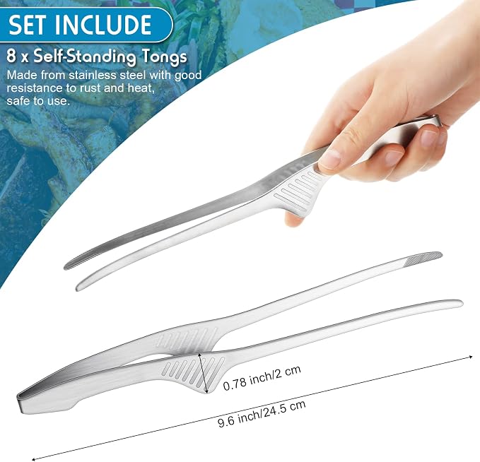Patelai 8 Pieces Korean and Japanese BBQ Tongs Non Slip Cooking Utensils - Image 4