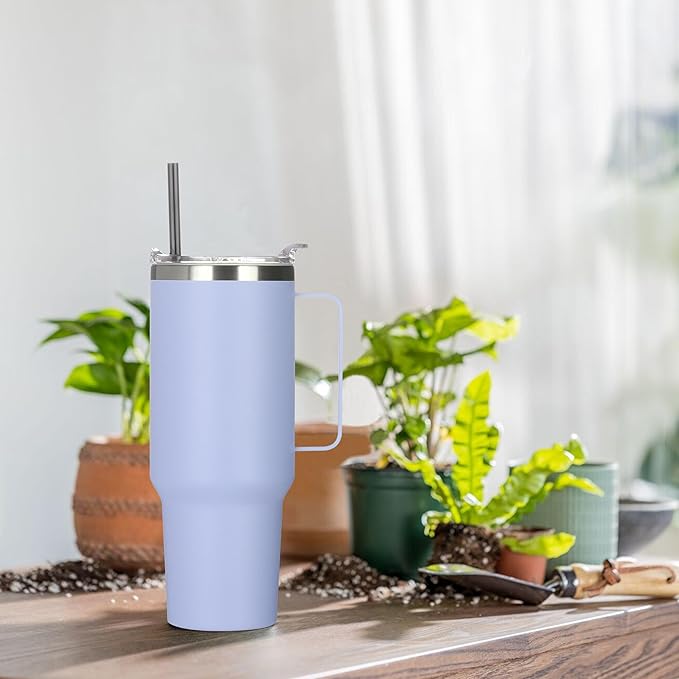 HASLE OUTFITTERS 40 oz Stainless Steel Tumbler with Handle, Vacuum Insulated Tumblers Bulk, Reusable Double Wall Travel Coffee Mug, Durable Powder Coated Water Bottle(Blue, 1) - Image 6