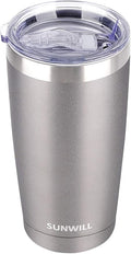 SUNWILL Travel Coffee Tumbler 20 oz, Insulated Mug with Lid, Stainless Steel Cup for Hot and Cold Drinks, Cool Grey by SUNWILL