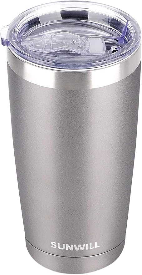 SUNWILL Travel Coffee Tumbler 20 oz, Insulated Mug with Lid, Stainless Steel Cup for Hot and Cold Drinks, Cool Grey by SUNWILL