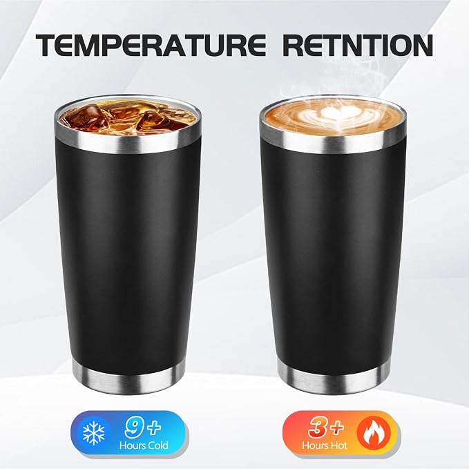 StarSpeed 20oz Tumbler Bulk with Lid, Stainless Steel Insulated Tumblers Double Wall Vacuum Insulated Travel Mug, Powder Coated Coffee Cups for Hot and Cold Drinks(Black,1) - Image 3