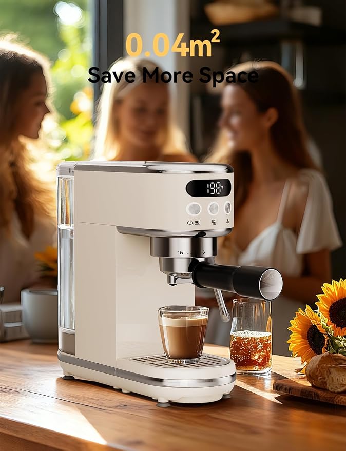 Neretva Espresso Machine 20 Bar Super Compact Espresso Coffee Machine-Beige - Image 6