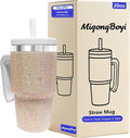 2PCS 20-OZ Insulated Water Bottle,Insulated Stainless Steel Tumbler,Reusable Cold Drink Thermos,BPA-Free, Double-Wall Stainless Steel Water Bottle (White-Diamonds, 20, Fluid Ounces) by Unknown