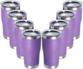 DOMICARE 20oz Tumbler with Lid Stainless Steel Tumblers Bulk, Double Wall Vacuum Insulated Coffee Travel Mug Powder Coated Tumbler, 8 Count (Pack of 1) Purple by VisittheDOMICARE