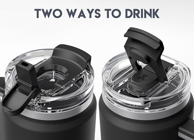 Meoky 32 oz Tumbler with Handle, Insulated Tumbler with Lid and Straw, Stainless Steel Travel Mug, Keeps Cold for 24 Hours, 100% Leak Proof, Fits in Car Cup Holder (Night) - Image 6