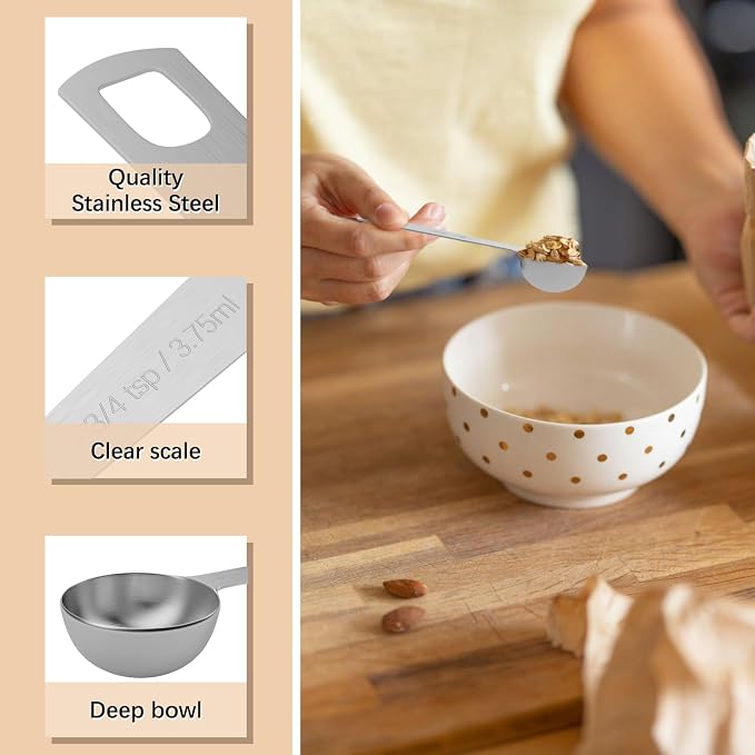 5PCS 3/4tsp Single Measuring Spoon, Stainless Steel Individual Teaspoons Only - Image 3