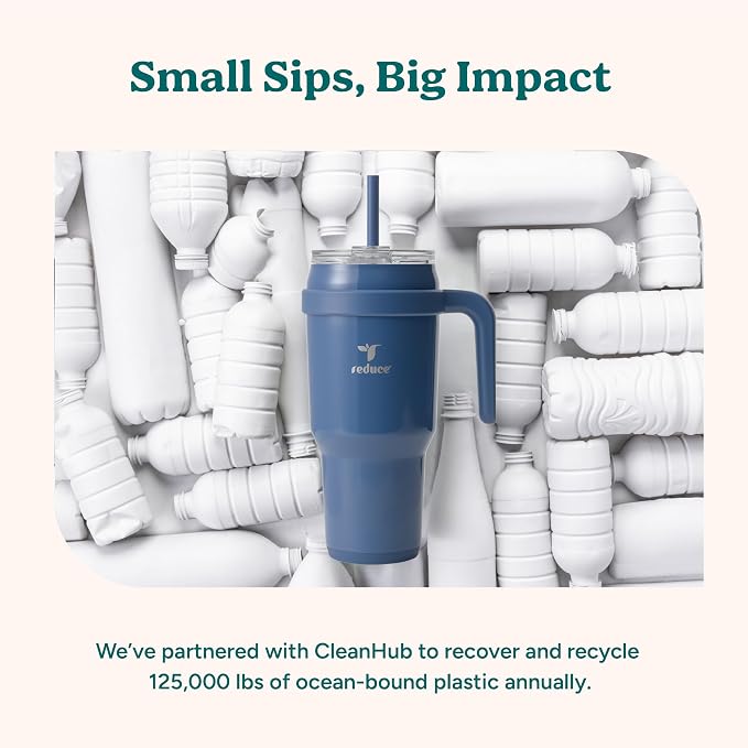 REDUCE 40 oz Stainless Steel Tumbler with Handle - Dual-Wall Vacuum Insulated Travel Mug, Sweat-Proof Lid & Reusable Straw - Keeps Drinks Cold for 24 Hrs, Fits Cupholders, Dishwasher Safe - Matcha - Image 8