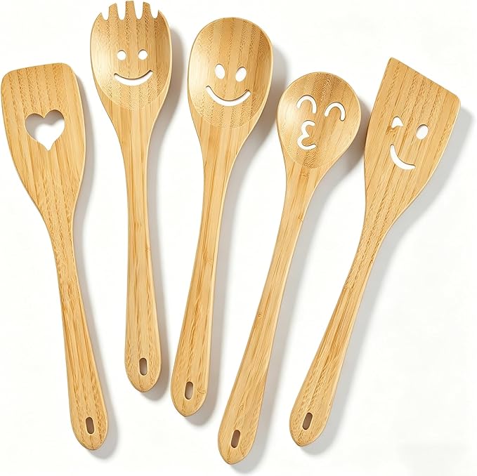 Fun Wooden Spoons for Cooking 5 Piece by Unknown