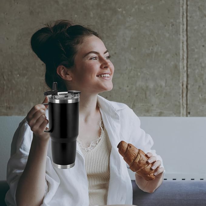 HASLE OUTFITTERS 30oz Tumbler With Handle, Insulated Travel Coffee Mug With Straw Leak-Proof Double Wall Stainless Steel Vacuum Tumblers Metal Cup with Straw for Hot and Cold Drink - Image 6