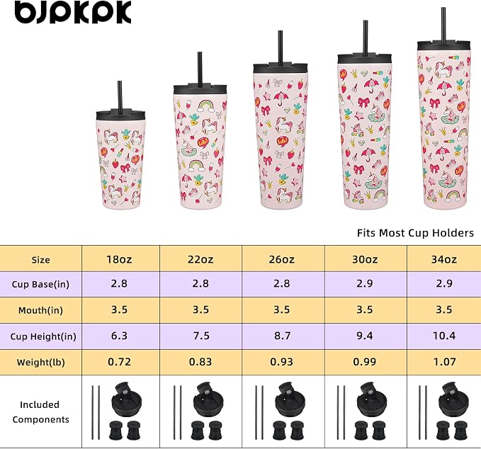 BJPKPK 30oz Insulated Tumbler With lid And Straw Stainless Steel Tumblers Travel Coffee Mug Reusable Thermal Cup,Unicorns - Image 4
