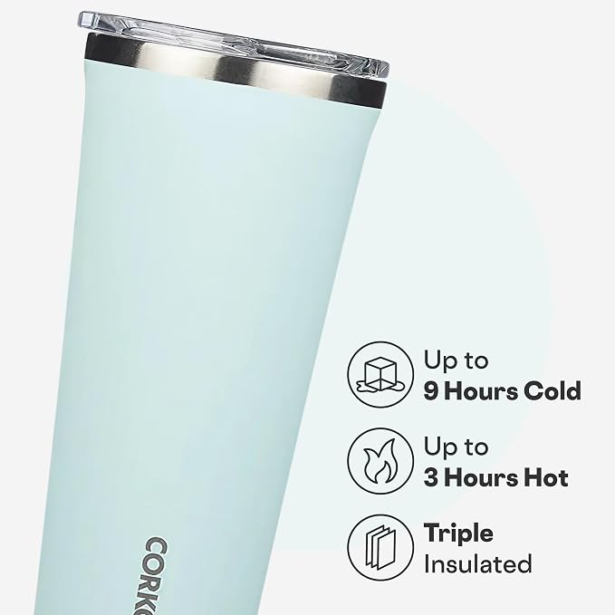 Corkcicle Classic Tumbler - Keeps Drinks Cold for 9 Hours & Hot for 3 - Triple-Insulated Stainless Steel - Holiday Tumbler Gift - 16 oz - Gloss Powder Blue - Image 3