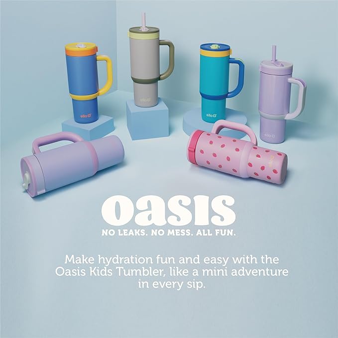 Ello Oasis 14oz Stainless Steel Toddler Tumbler with Handle & Retracting Straw, 100% Leakproof, Double-Wall Vacuum Insulated, Kids Water Bottle for School, BPA Free, Dishwasher Safe, Lavender Fields - Image 5