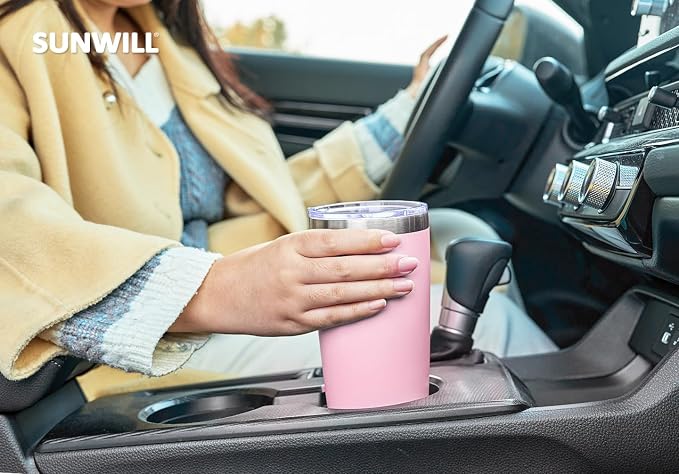 SUNWILL Travel Coffee Tumbler 20 oz, Insulated Mug with Lid, Stainless Steel Cup for Hot and Cold Drinks, Powder Coated Sakura - Image 6
