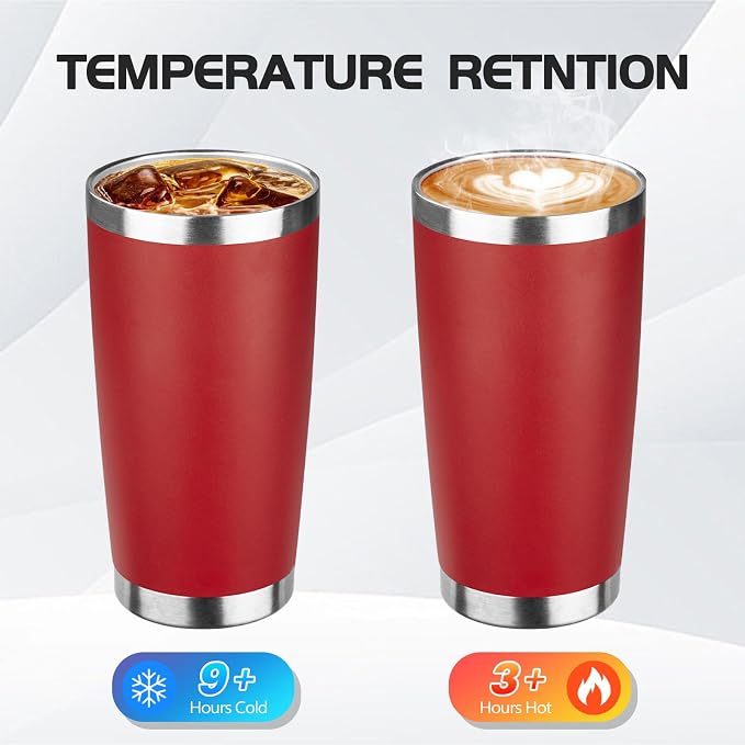 StarSpeed 20oz Tumbler Bulk with Lid, Stainless Steel Insulated Tumblers Double Wall Vacuum Insulated Travel Mug, Powder Coated Coffee Cups for Hot and Cold Drinks(Wine Red,1) - Image 3