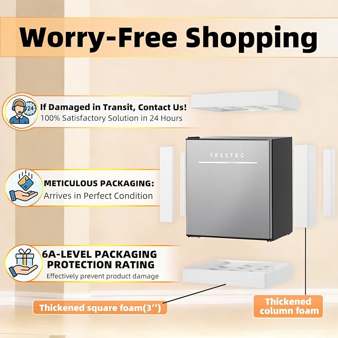 1.7 Cu.Ft Mini Fridge with Freezer, Mini Fridge for Bedroom, Small Refrigerator, Dorm Refrigerators with Freezer, Compact Refrigerator for Office, Apartment, Dorm, Bedroom (Grey) - Image 7