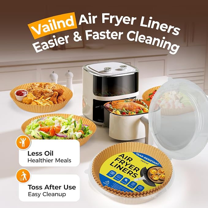Vailnd Air Fryer Liners Disposable, 305 PCS 8" Round Air Fryer Paper Liners - Image 7