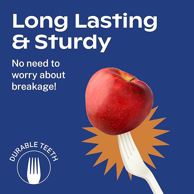 CORAL Ivory White 100% Compostable Spoons & Forks Set - Image 4