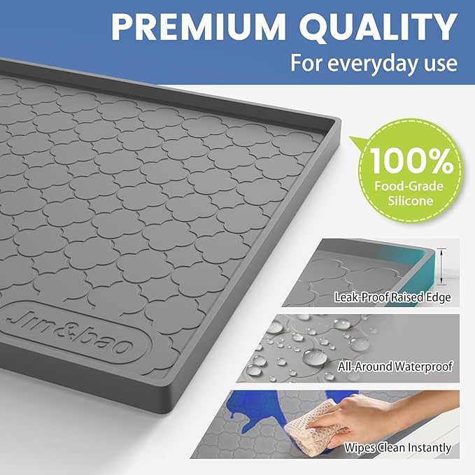 Jin&Bao Waterproof Under Sink Mat 34" x 19", Thick Silicone Mat Cabinet - Image 2
