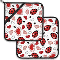 Ladybugs Hearts Pot Holder Set of 2, Heat Resistant Potholders Oven Hot Pads by Larkverk