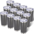 AIANJI 20oz Tumbler Bulk Stainless Steel Tumblers with Lid Vacuum Insulated Double Wall Travel Coffee Mug Powder Coated Tumbler Cup for Hot and Cold Drinks(Grey, 12 pack) by AIANJI