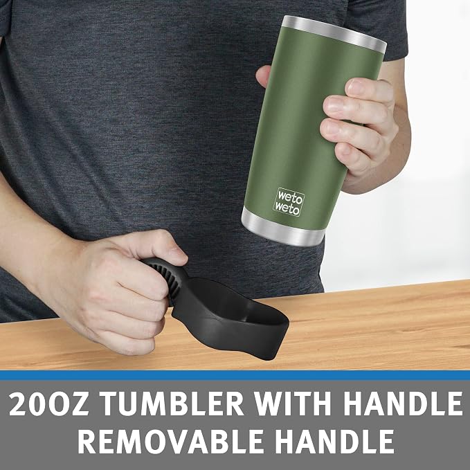 WETOWETO 20oz Insulated Stainless Steel Tumbler, Coffee Tumbler with 2 Lids and 2 Straws, Double Wall Vacuum Travel Coffee Mug, Powder Coated Leak-Proof Cup for Travel (Army Green, 1 Pack) - Image 4