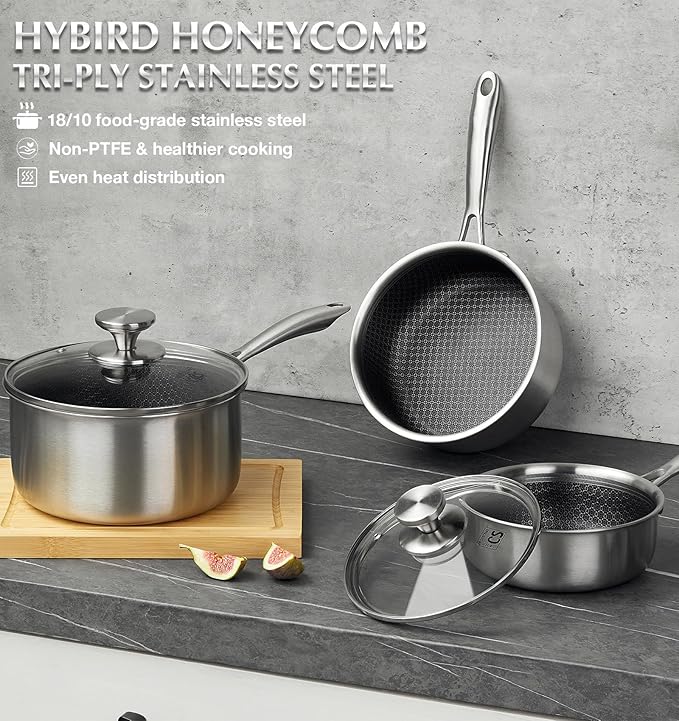 KOCH SYSTEME CS Hybrid Nonstick Stainless Steel Saucepan, 2 Quart Tri-Ply - Image 8