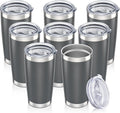 20 oz Tumbler with Lid Stainless Steel Insulated Tumblers Bulk Double Wall Vacuum Cups Powder Coated Travel Mug Keep Drink Cold and Hot, Grey, 8 Pack by Orebigo