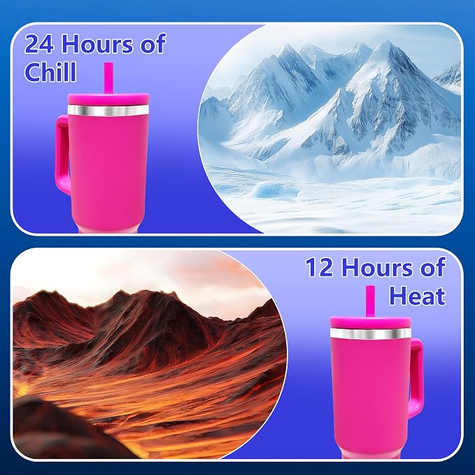 40-OZ Insulated Water Bottle,Insulated Stainless Steel Tumbler,Reusable Cold Drink Thermos,BPA-Free, Double-Wall Stainless Steel Water Bottle (Rose Red, 40, Fluid Ounces) - Image 7