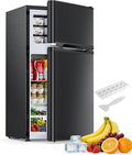 Electactic 2.6 Cu.Ft Mini Fridge with Freezer, Double-Door Compact Refrigerator, Adjustable Glass Shelves, Mechanical Thermostat & Leveling Feet, Space-Saving for Apartment/Dorm/Office, Black by Electactic