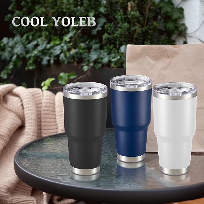 30 oz Tumbler with Lid Stainless Steel Tumblers Bulk Vacuum Insulated Cup Reusable Powder Coated Travel Mug Double Wall Leak Proof Cups Keep Cold Drinks for 12 Hours Navy, Set of 4 - Image 6