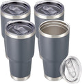 30 oz Tumbler with Lid Stainless Steel Tumblers Bulk Vacuum Insulated Cup Reusable Powder Coated Travel Mug Double Wall Leak Proof Cups Keep Cold Drinks for 12 Hours Gray, Set of 4 by CoolYoleb