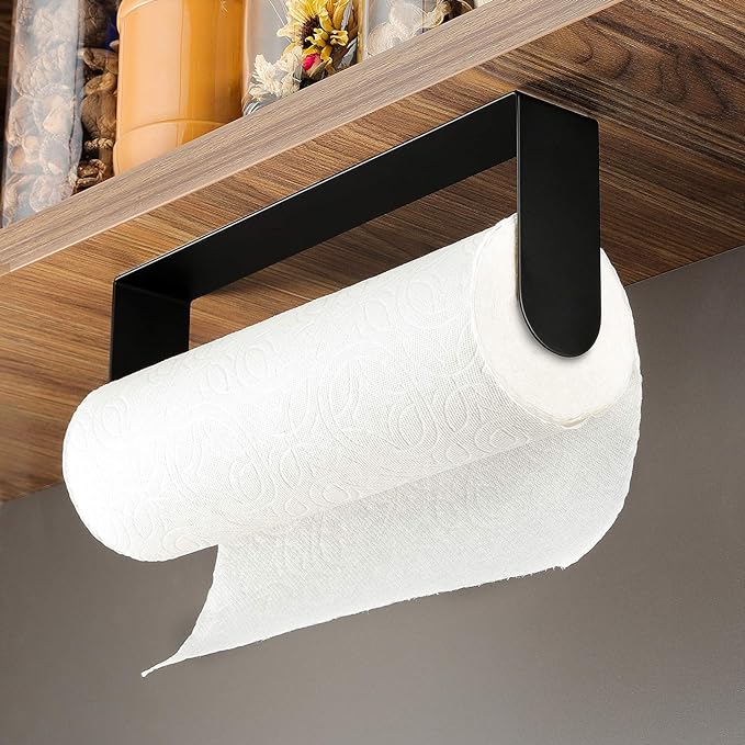 ZUNTO Black Paper Towel Holder Under Cabinet, Stainless Steel Kitchen Towel - Image 2
