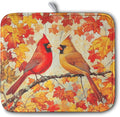 Fall Dish Drying Mats for Kitchen Counter Maple Leaf Cardinal Birds Dish by Kwlegh