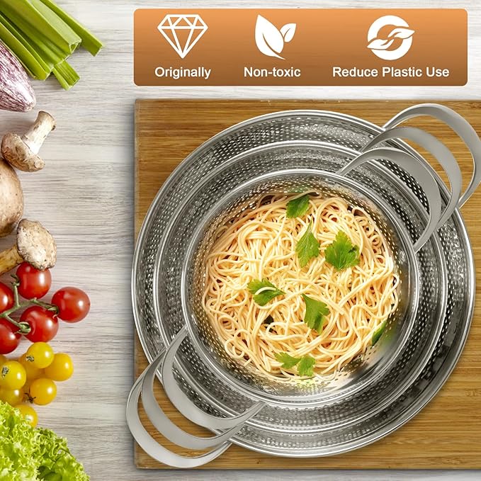 Stainless Steel Colander for Kitchen | 5 Quart Durable Rice and Pasta Strainer - Image 9