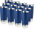 DOMICARE 20oz Stainless Steel Tumbler Bulk with Lid, Double Wall Vacuum Insulated Travel Mug, Powder Coated Coffee Cup, Dark Blue, 12 Pack by VisittheDOMICARE