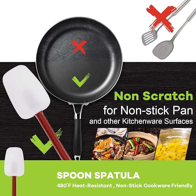Silicone Rubber Spatula Set of 3, High Heat Set, Commercial Rubber Spatula) - Image 3