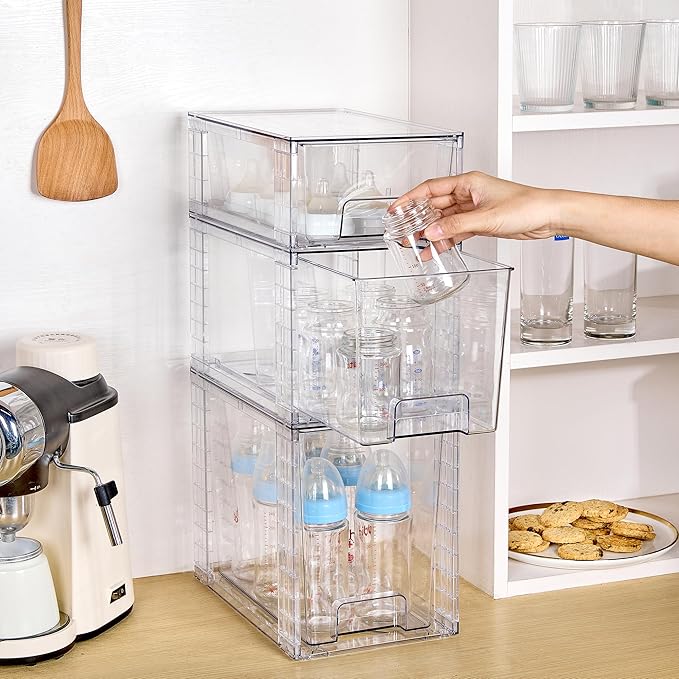 Vtopmart 6 Pack Clear Stackable Storage Drawers, Plastic Drawers - Image 6