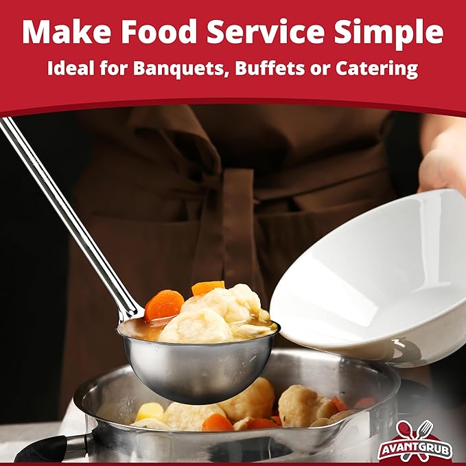 Super Sturdy, Ergonomic 8 Oz. Soup Ladle 3 Pk. Stainless Steel Ladles - Image 6