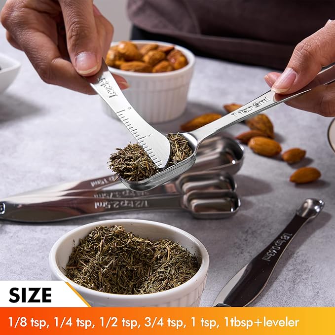 Rainspire Heavy Duty Measuring Spoons Set Stainless Steel, Metal Measuring Cups - Image 3
