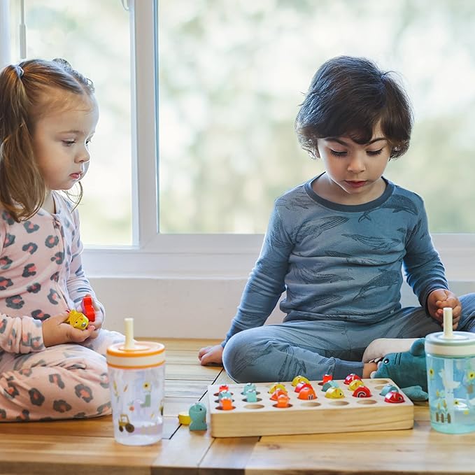 Zak Designs Kelso Toddler Cups For Travel or At Home, 15oz 2-Pack Durable Plastic Sippy Cups With Leak-Proof Design is Perfect For Kids (Silly Goose, Harvest) - Image 3