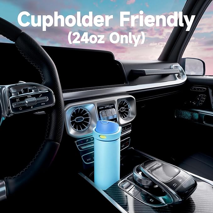 24 oz Insulated Water Bottle for Men: Meoky Stainless Steel Water Bottle with 2-in-1 Straw and Spout Lid - Leak Proof, Cold for 24 Hours, Fits in Car Cup Holder, BPA-Free for Sports Travel, Azure - Image 7
