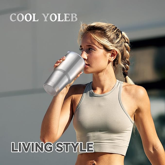30 oz Tumbler with Lid Stainless Steel Tumblers Vacuum Insulated Cup Reusable Powder Coated Travel Mug Double Wall Leak Proof Portable Cups Keep Cold Drinks for 12 Hours, Stainless, 1 Pack - Image 7
