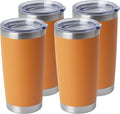 HASLE OUTFITTERS 20oz Stainless Steel Tumblers Bulk, Insulated Travel Cup with Lid, Double Wall Vacuum Coffee Mug for Cold & Hot Drinks 4 Pack, Orange by HASLEOUTFITTERS