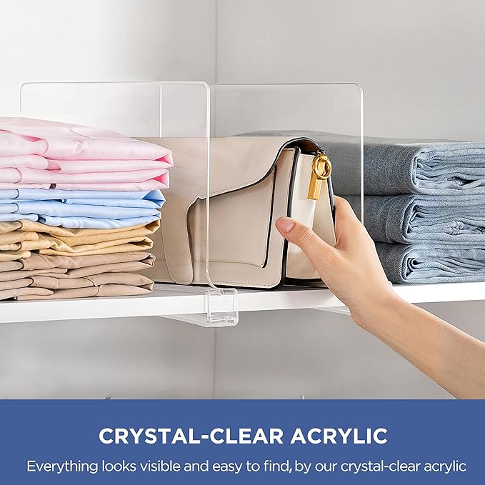 HBlife    Clear Shelf Dividers, 2 Pack Purse Organizer - Image 6